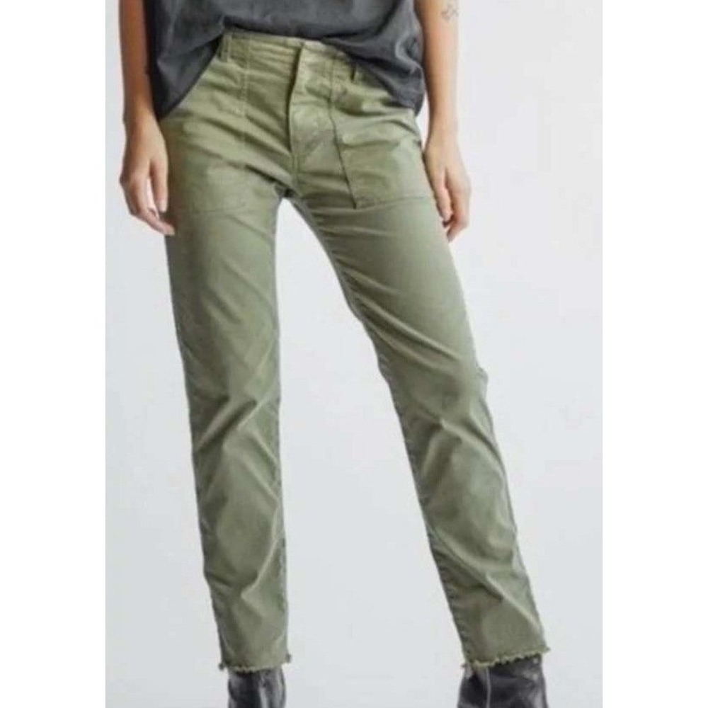 Nili Lotan Womens Jenna Pant Size 4 Sage Green Military Utility Cropped Raw Hem